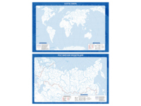 Фрагмент (демонстрационный) маркерный (двухсторонний) "Карта мира и Российской Федерации" (немая) с комплектом тематических магнитов - fgospostavki.ru - Лесной