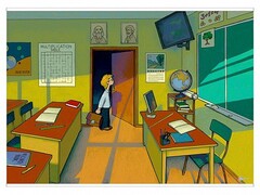 Магнитно-маркерный ситуационный плакат "Классная комната" с набором магнитных карточек + методические рекомендации (иностранный язык) - fgospostavki.ru - Лесной