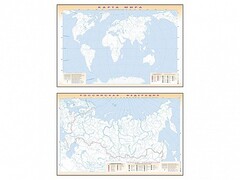 Фрагмент (демонстрационный) маркерный (двухсторонний) "Карта мира и Российской Федерации" (немая) с комплектом тематических магнитов - fgospostavki.ru - Лесной
