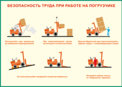 Таблица "Безопасность труда при работе на погрузчике" (100х140 сантиметров, винил) - fgospostavki.ru - Лесной
