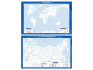 Фрагмент (демонстрационный) маркерный (двухсторонний) "Карта мира и Российской Федерации" (немая) с комплектом тематических магнитов - fgospostavki.ru - Лесной