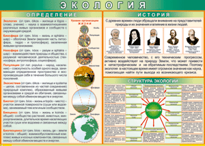 Таблица "Экология. Определения и история" (100х140 сантиметров, винил) - fgospostavki.ru - Лесной