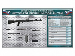 Электрифицированный стенд "Основные части и механизмы автомата Калашникова АК-74М" с полноразмерными, оригинальными макетами деталей и механизмов под стеклом - fgospostavki.ru - Лесной