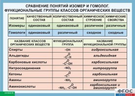 Таблица. Сравнение понятий изомер и гомолог. Функциональные группы классов органических веществ. - fgospostavki.ru - Лесной