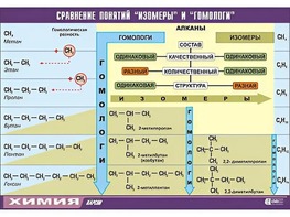 Таблица демонстрационная "Сравнение понятий изомер и гомолог" (винил 70x100) - fgospostavki.ru - Лесной