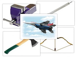Набор предметных картинок "Оружие, военная техника. Инструменты" (48 штук, А4, с магнитами) - fgospostavki.ru - Лесной