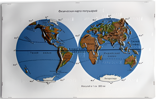 Пособие для слабовидящих - Физическая карта полушарий - fgospostavki.ru - Лесной