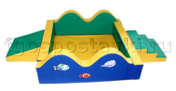 Сухой бассейн "Волна-1" 1,5х1,5м с аппликацией лестницой и скатом - fgospostavki.ru - Лесной